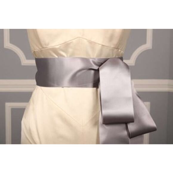Pewter Grey Double Faced Satin Ribbon Sash Belt for Dress 2 3/4\